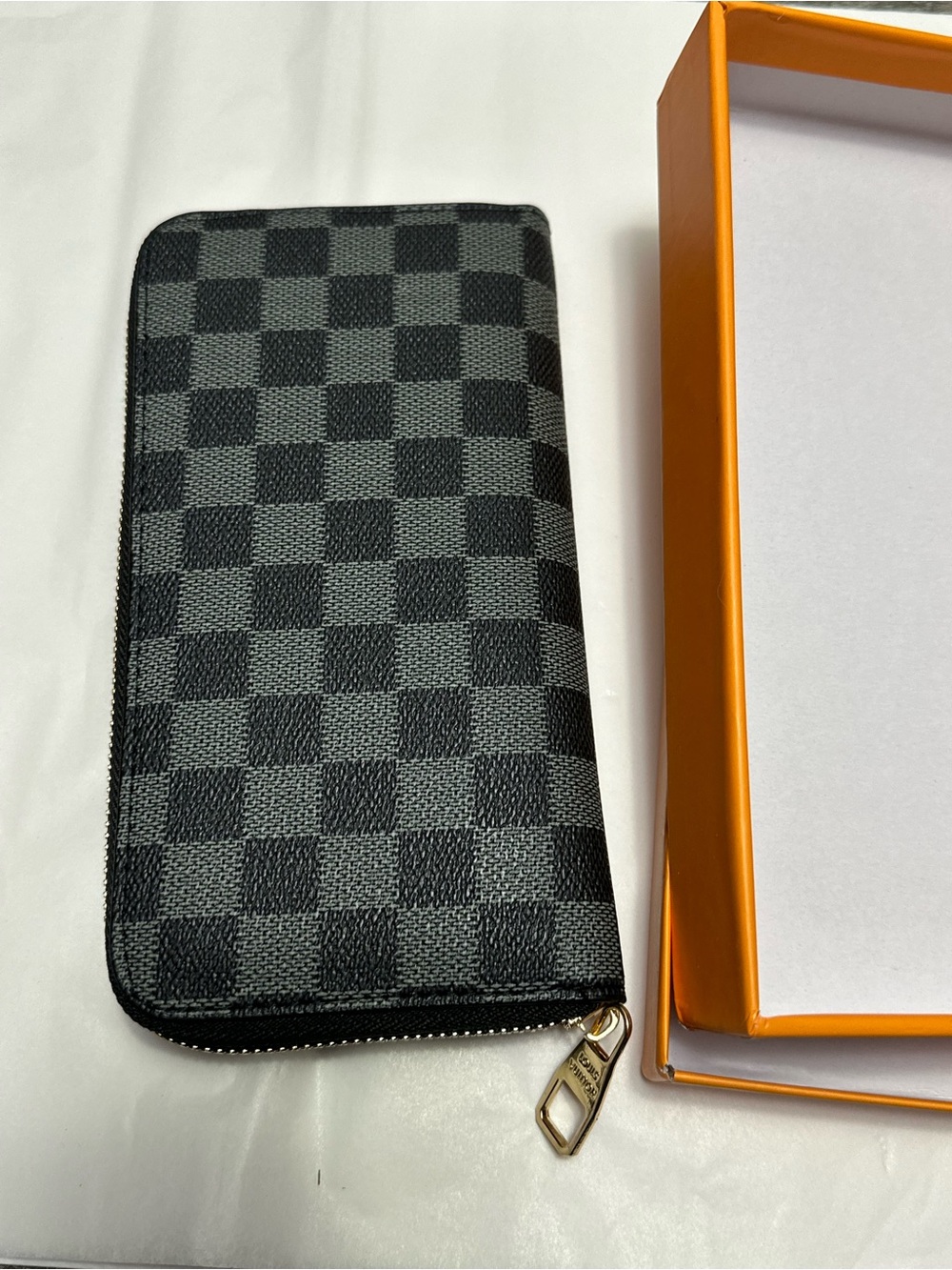 Black & Grey Damier Graphite Zip Around Wallet